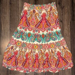 Soft Surroundings Paisley Boho Midi Skirt XL Multicolor Flowy